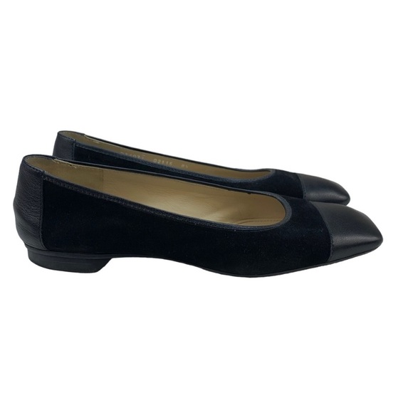 Bruno Magli Black Suede with black leather square cap toe Ballet Flats 8.5 - Picture 1 of 4